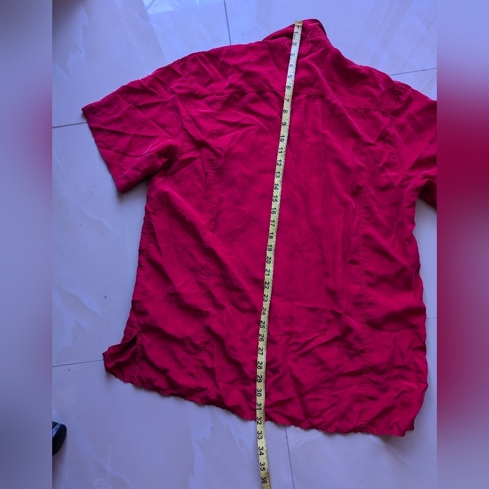 EXPRESS Compagnie Internationale Shirt Sleeve button-down Shirt 100% Silk M - Picture 7 of 14